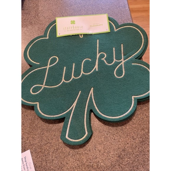 Storehouse Other - St. Patrick's Day Lucky Irish Shamrock Laser Cut 16" Felt Placemats Set of 4